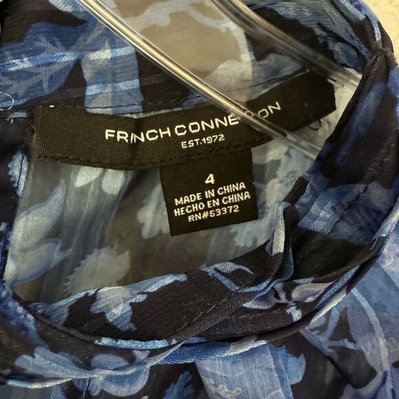 NWOT French Connection Cynthia Floral Keyhole Top in Midnight Blue – Sz 4 - Picture 7 of 7